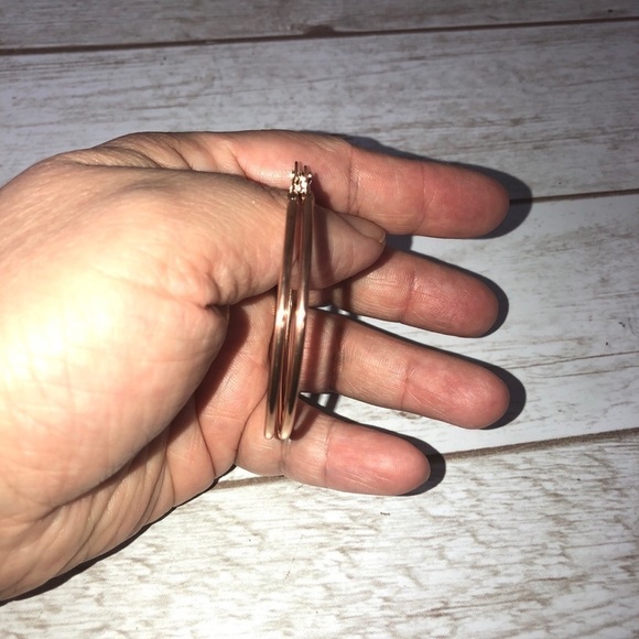 NEW Rose Gold Plated 2” Round Hoop Earrings - Picture 2 of 3